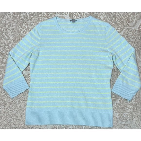 Ann Taylor Sweaters - Ann Taylor Small 100% Cashmere Blue & Yellow Stripe Sweater See Pics